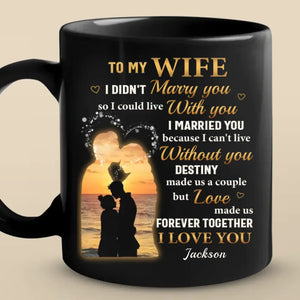 Le destin a fait de nous un couple, mais l'amour nous a réunis pour toujours - Tasse noire personnalisée pour couple - Cadeau pour mari et femme, anniversaire