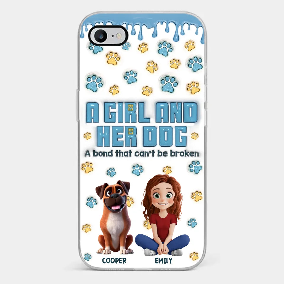 Un lien indéfectible - Coque de téléphone transparente personnalisée avec effet gonflable 3D pour chien - Cadeau pour propriétaires et amoureux des animaux