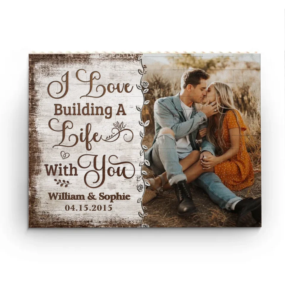 Photo personnalisée que vous complétez - Blocs de construction rectangulaires horizontaux personnalisés pour couple - Cadeau pour mari et femme, anniversaire