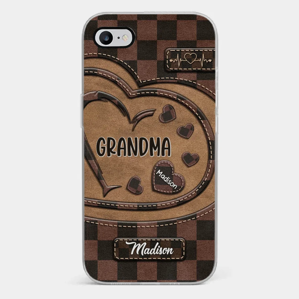L'amour de grand-mère est le cœur de notre famille - Coque de téléphone transparente personnalisée pour la famille - Cadeau pour maman et grand-mère