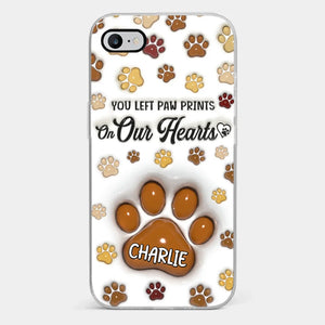Vos empreintes de pattes restent gravées dans notre âme - Coque de téléphone transparente personnalisée avec effet gonflé en 3D - Cadeau de condoléances pour les propriétaires et les amoureux des animaux