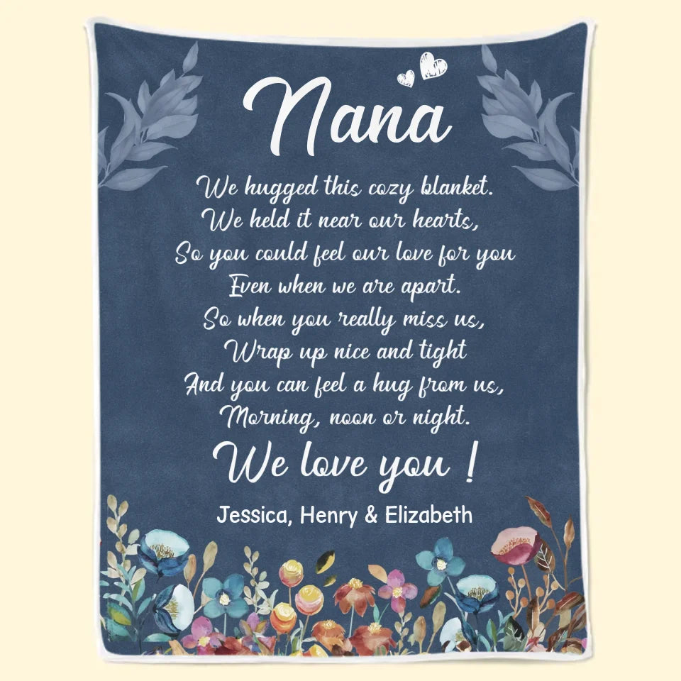 Vous pouvez sentir un câlin de notre part - Couverture familiale personnalisée - Cadeau pour maman, grand-mère