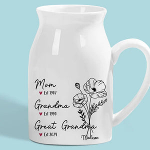 Every Bloom Whispers The Love Of A Grandmother’s Heart - Family Personalized Custom Home Decor Flower Vase - House Warming Gift For Mom, Grandma