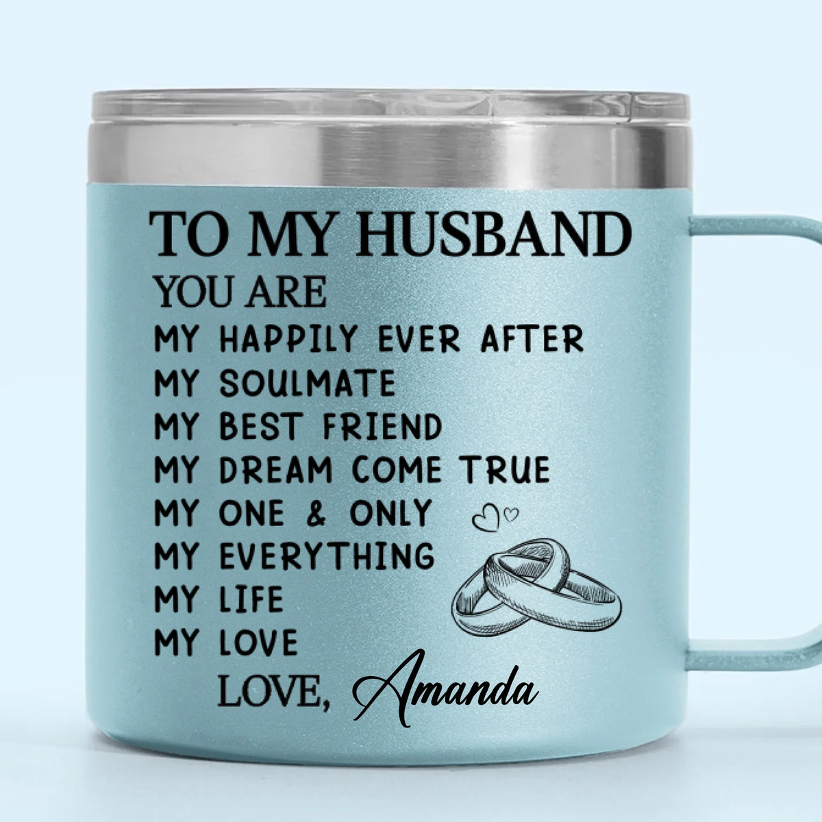 My Soulmate For Life - Couple Personalized Custom 14oz Stainless Steel Tumbler With Handle - Gift For Husband Wife, Anniversary