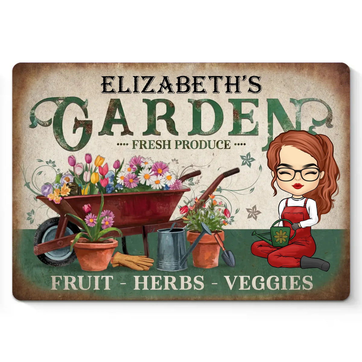 Fruits, herbes, légumes - Plaque en métal personnalisée pour la décoration intérieure - Cadeau pour vous-même, vos meilleurs amis, vos frères et sœurs, les membres de votre famille