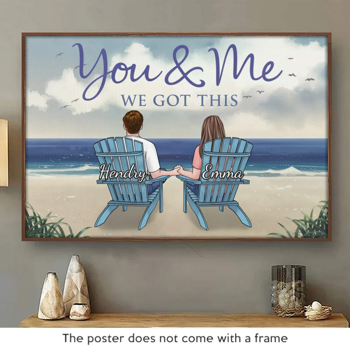 Tu es mon endroit heureux - Affiche horizontale personnalisée pour couple - Cadeau pour mari et femme, anniversaire