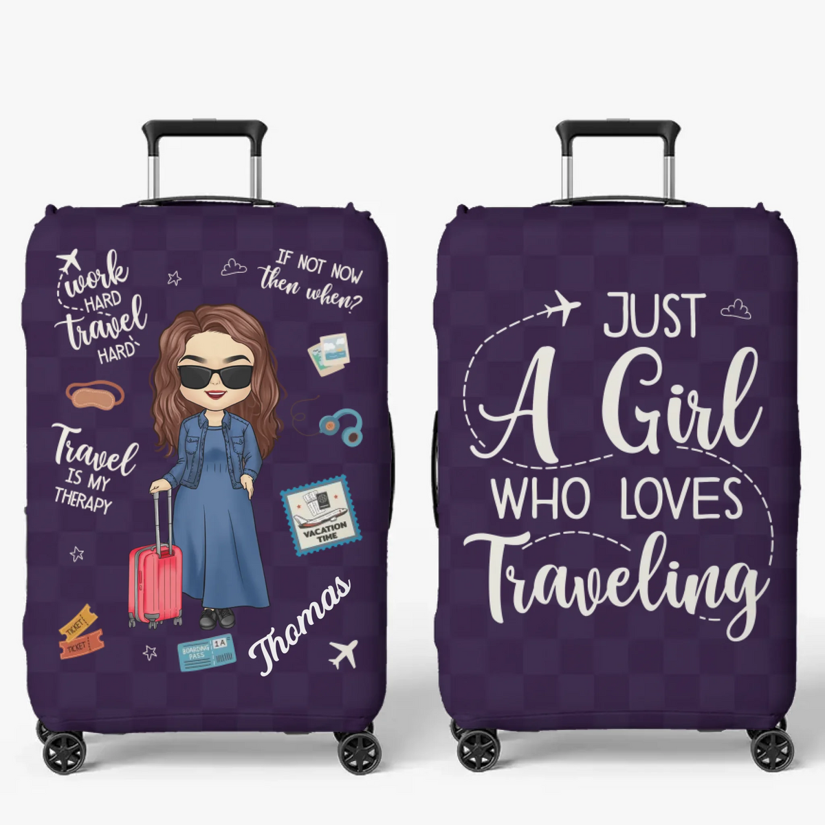 L'amour est un voyage sans fin - Housse de bagage personnalisée - Cadeau vacances d'été, cadeau pour les amoureux du voyage d'aventure