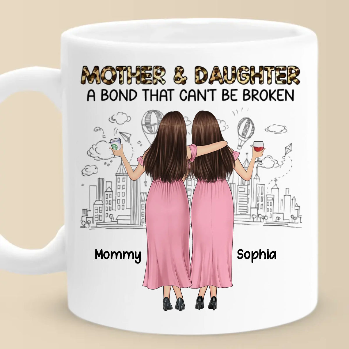 Fille par hasard, meilleure amie par choix - Tasse personnalisée pour la famille - Cadeau pour maman et fille