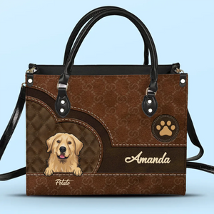 Pattes et cœurs unis - Sac à main en cuir personnalisé pour chien et chat - Cadeau pour propriétaires et amoureux des animaux