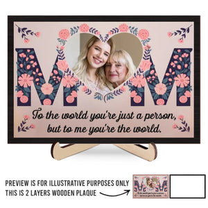 Photo personnalisée « Ma première maison, mon amour éternel » – Plaque en bois personnalisée à 2 couches avec support – Cadeau pour maman et fille