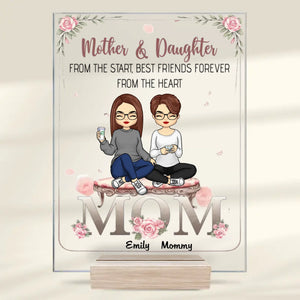 Mon premier modèle, mon héros éternel - Plaque rectangulaire en acrylique personnalisée pour la famille - Cadeau pour maman et fille