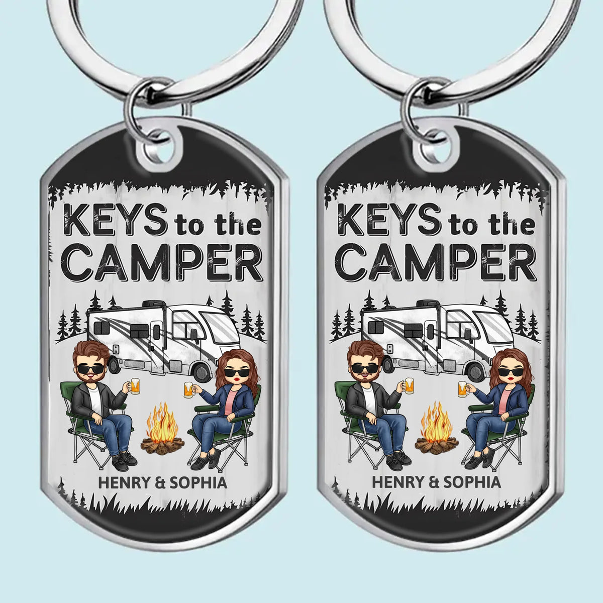 Débloquez l'aventure avec les clés du camping-car - Porte-clés personnalisé pour camping - Cadeau pour couple, mari, femme, amoureux du camping