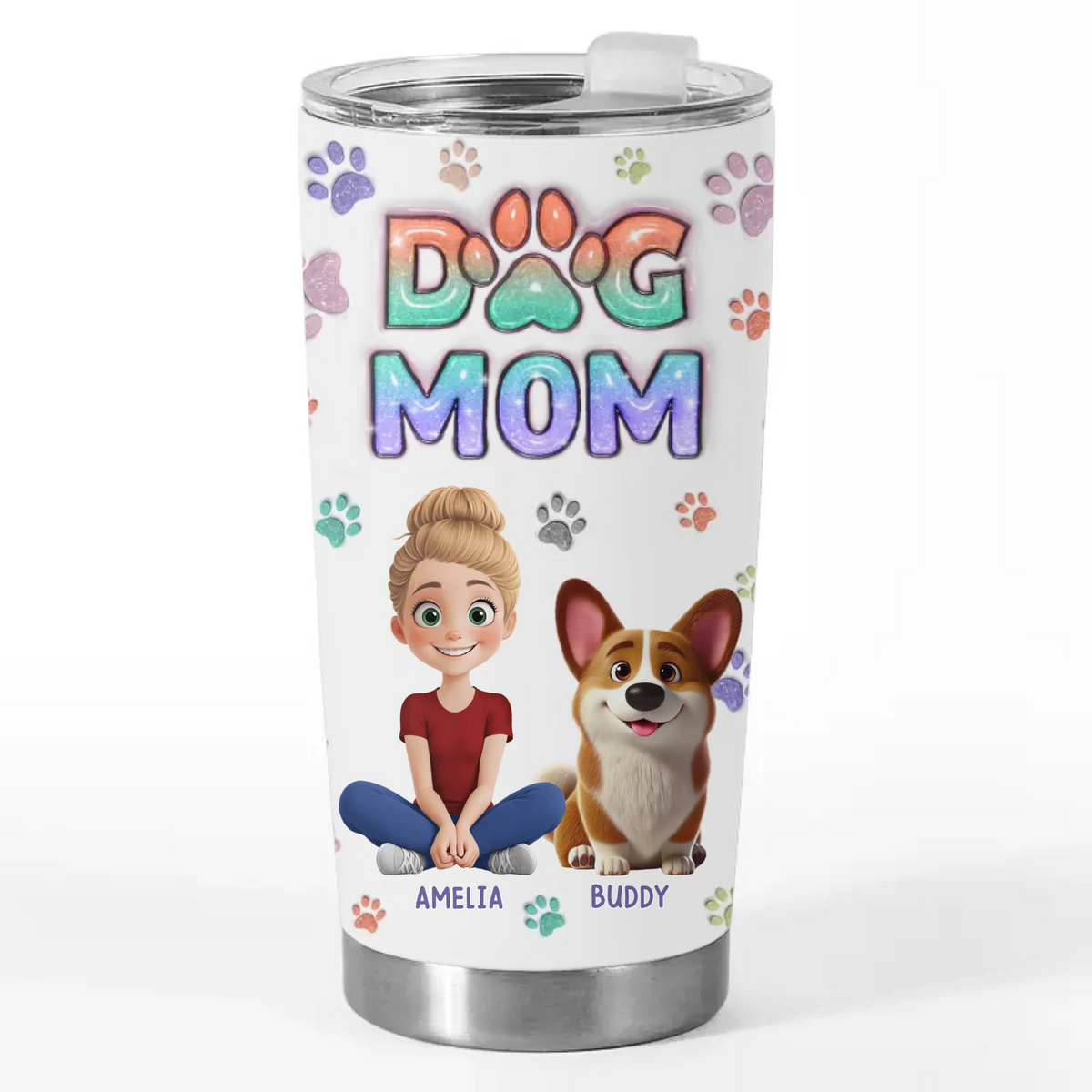 Aimez-moi, aimez mes bébés à fourrure - Gobelet personnalisé avec effet gonflable 3D imprimé pour chien et chat - Cadeau pour propriétaires d'animaux et amoureux des animaux