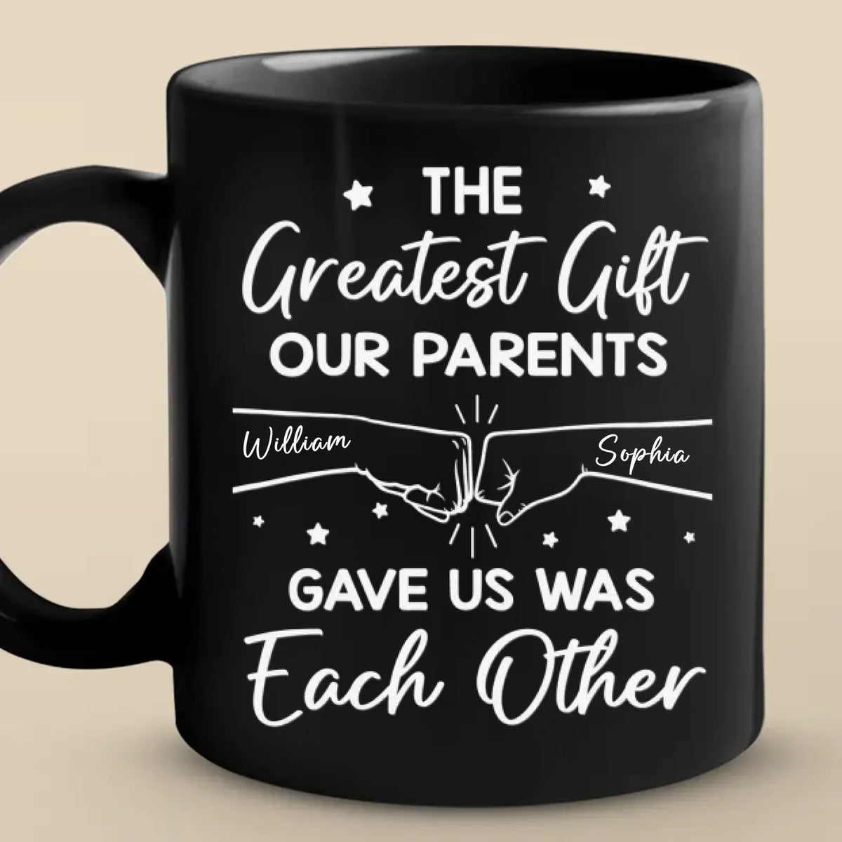 Frères et sœurs de naissance, meilleurs amis par choix - Mug noir personnalisé pour la famille - Cadeau pour les membres de la famille, les frères et sœurs
