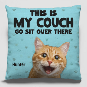 Coussin personnalisé avec photo « Allez vous asseoir là-bas » pour chien et chat – Cadeau pour les propriétaires et les amoureux des animaux