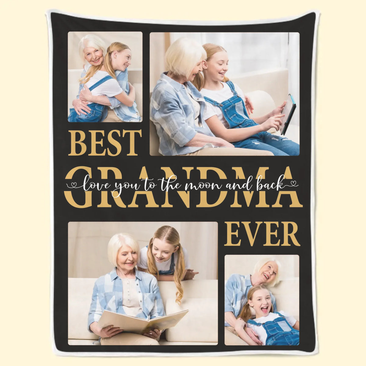 Couverture personnalisée avec photo « Meilleure grand-mère de tous les temps » - Cadeau pour grand-mère et petit-enfant