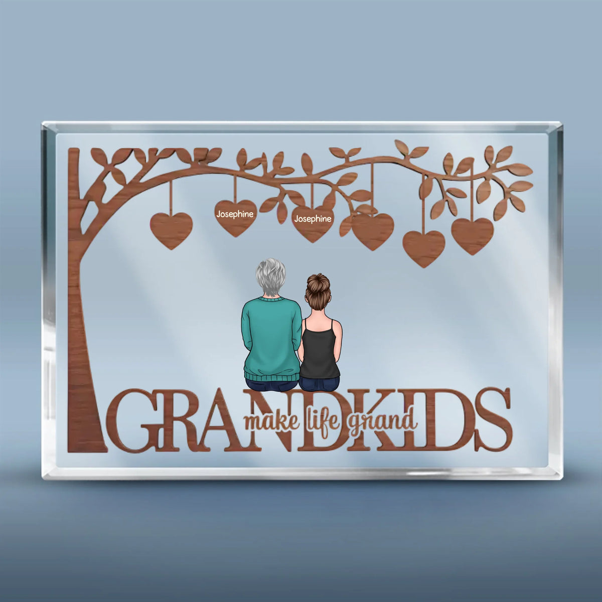 Les petits-enfants remplissent la vie d'amour et de rires - Plaque rectangulaire en acrylique personnalisée pour la famille - Cadeau pour maman et grand-mère
