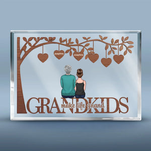 Les petits-enfants remplissent la vie d'amour et de rires - Plaque rectangulaire en acrylique personnalisée pour la famille - Cadeau pour maman et grand-mère