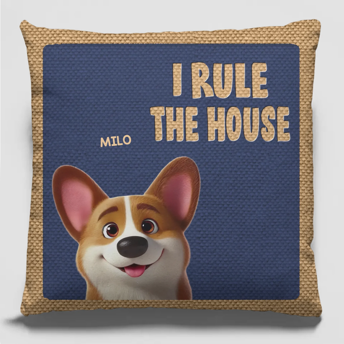 Pattes en l'air, nous régnons sur la maison - Coussin personnalisé pour chien et chat - Cadeau pour propriétaires et amoureux des animaux