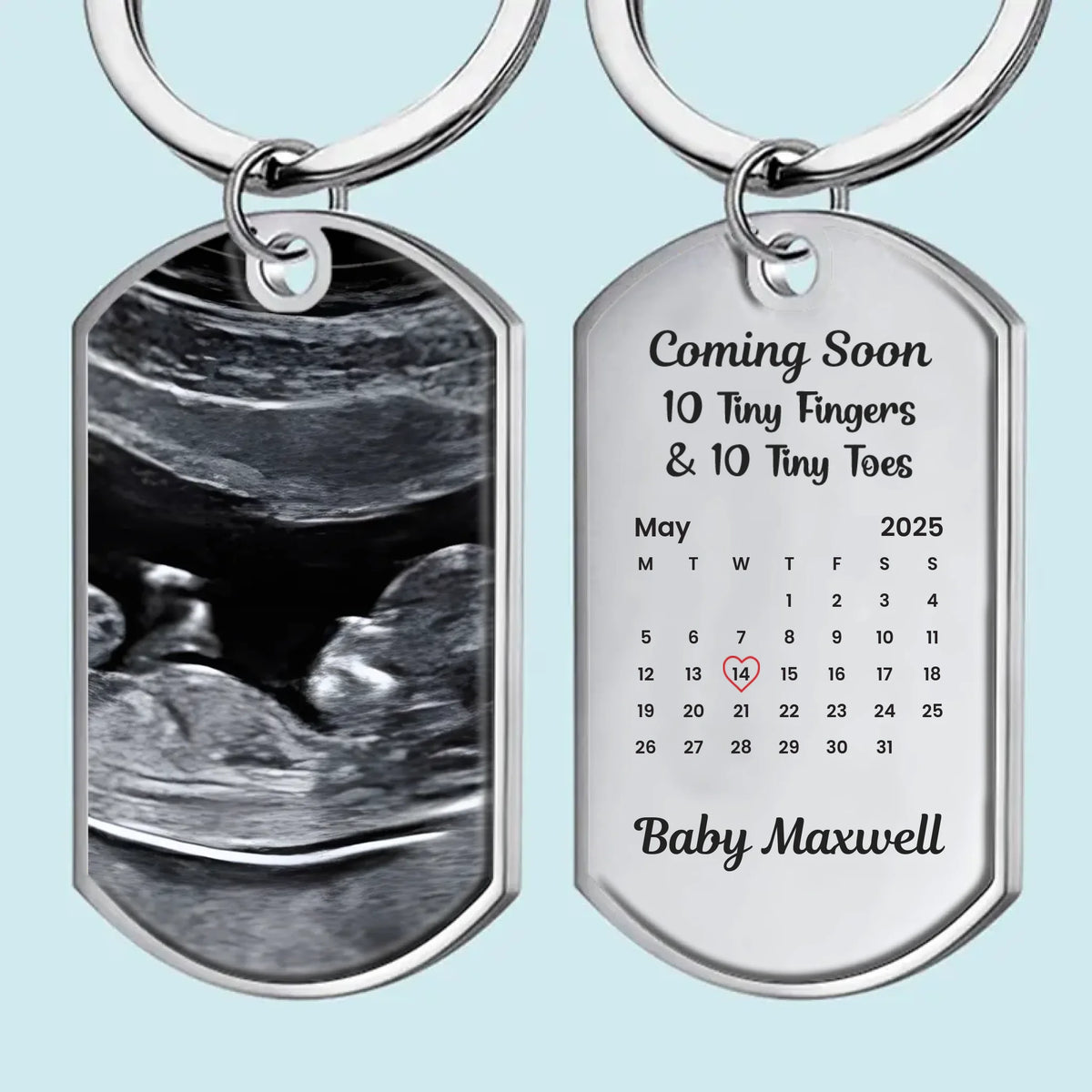 Porte-clés personnalisé avec photo « En attente du plus doux bonjour » - Cadeau pour la fête des mères, baby shower, première maman