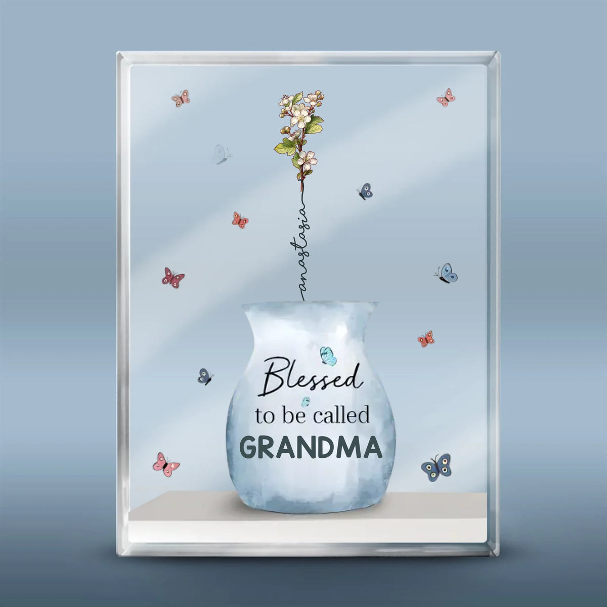 L'amour est la fleur que vous devez laisser pousser - Plaque rectangulaire en acrylique personnalisée pour la famille - Cadeau pour maman, grand-mère