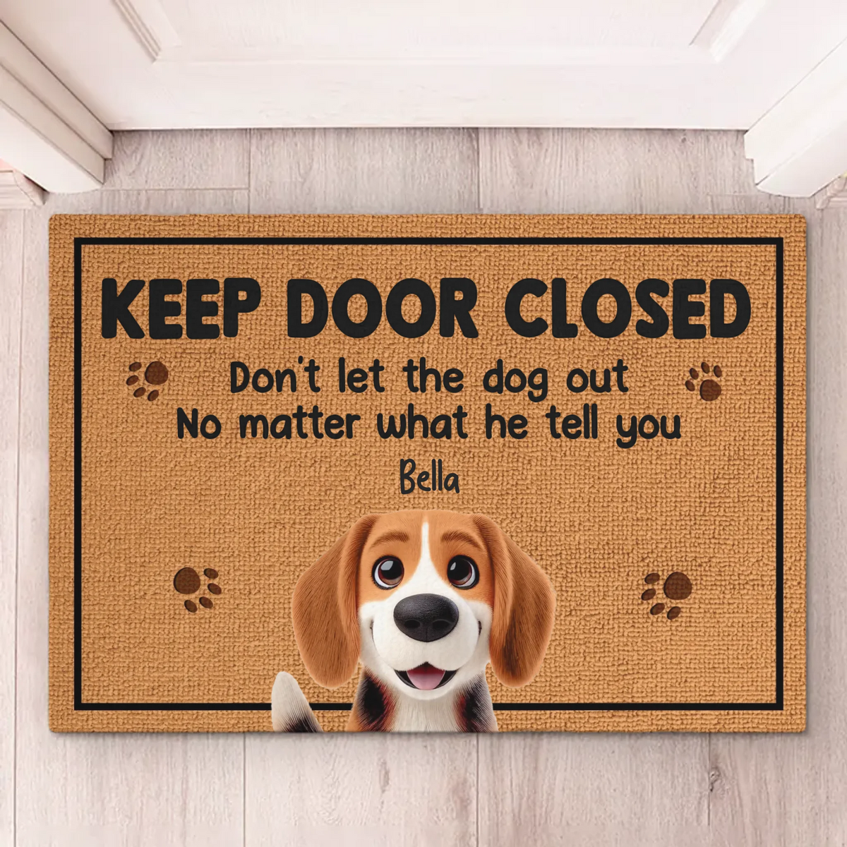 Porte fermée, ne faites pas confiance au chat ! Tapis décoratif personnalisé pour chien et chat ! Cadeau de pendaison de crémaillère pour propriétaires et amoureux des animaux.