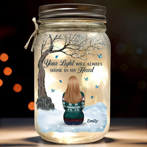 Où que tu sois, tu seras toujours dans mon cœur - Lampe commémorative personnalisée en pot Mason - Cadeau de condoléances, cadeau de Noël pour les membres de la famille
