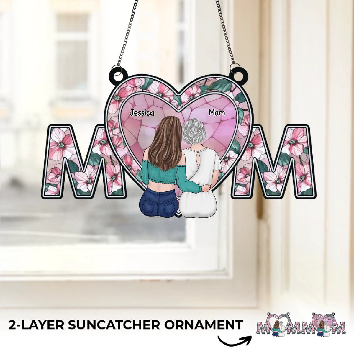 Noël est la saison pour allumer le feu de l'hospitalité - Ornement attrape-soleil personnalisé à suspendre à la fenêtre de la famille - Cadeau de Noël pour maman, fils, fille