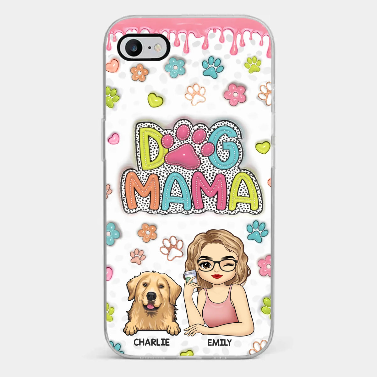 Mes bébés à fourrure ont des pattes et des queues - Coque de téléphone transparente personnalisée avec effet gonflé 3D pour chien et chat - Cadeau de Noël pour les propriétaires et les amoureux des animaux