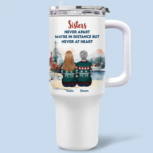 Jingle Bells And Sibling Love - Family Personalized Custom 40 Oz Stainless Steel Tumbler With Handle - Christmas Gift For Family Members, Siblings, Brothers, Sisters