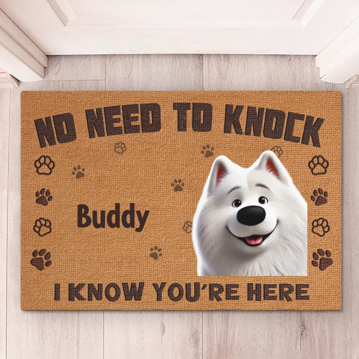 Tapis décoratif personnalisé pour chien - Maison protégée par des pattes - Cadeau de pendaison de crémaillère pour propriétaires et amoureux des animaux
