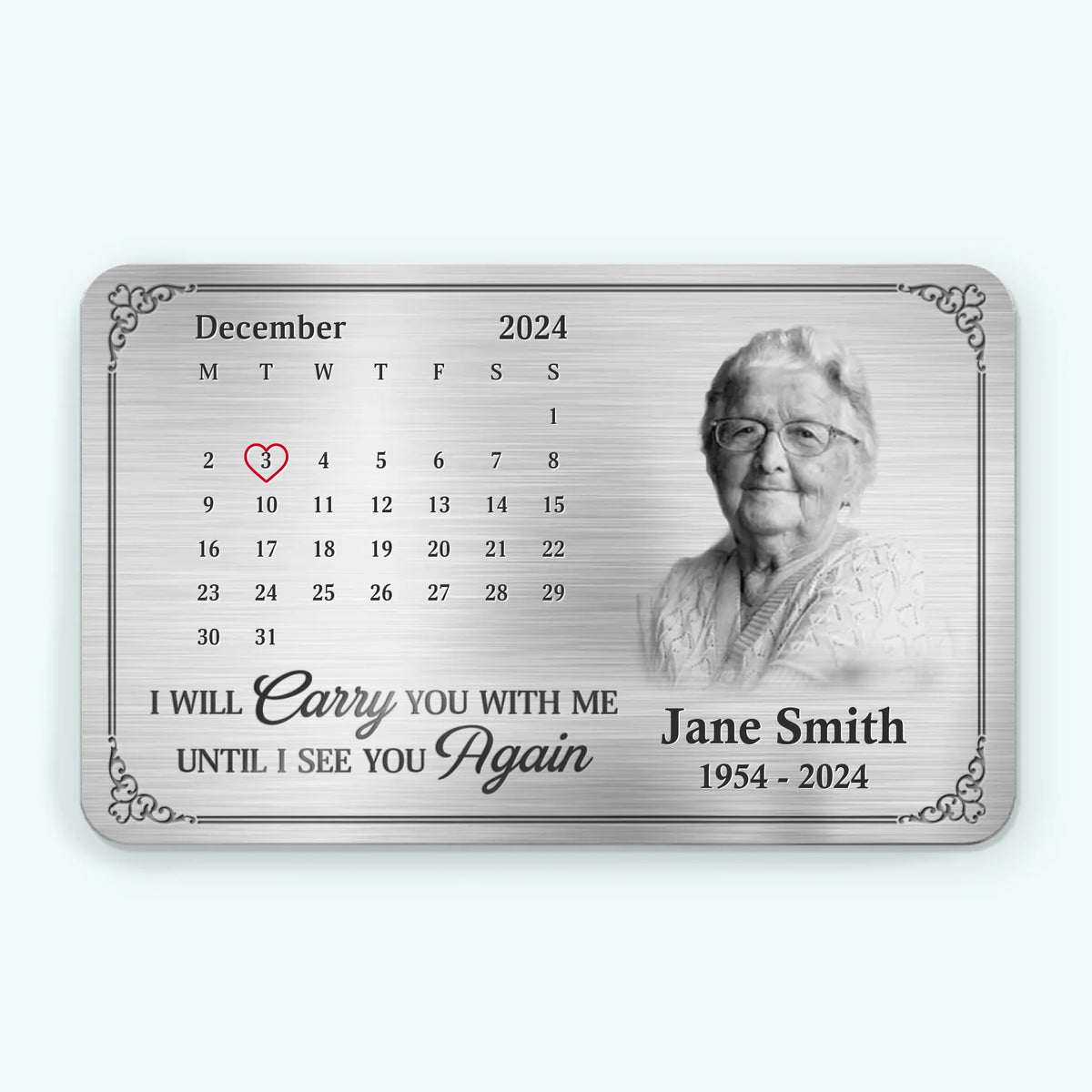 Photo personnalisée toujours à nos côtés, même invisible - Carte portefeuille personnalisée en aluminium commémorative - Cadeau de condoléances pour les membres de la famille