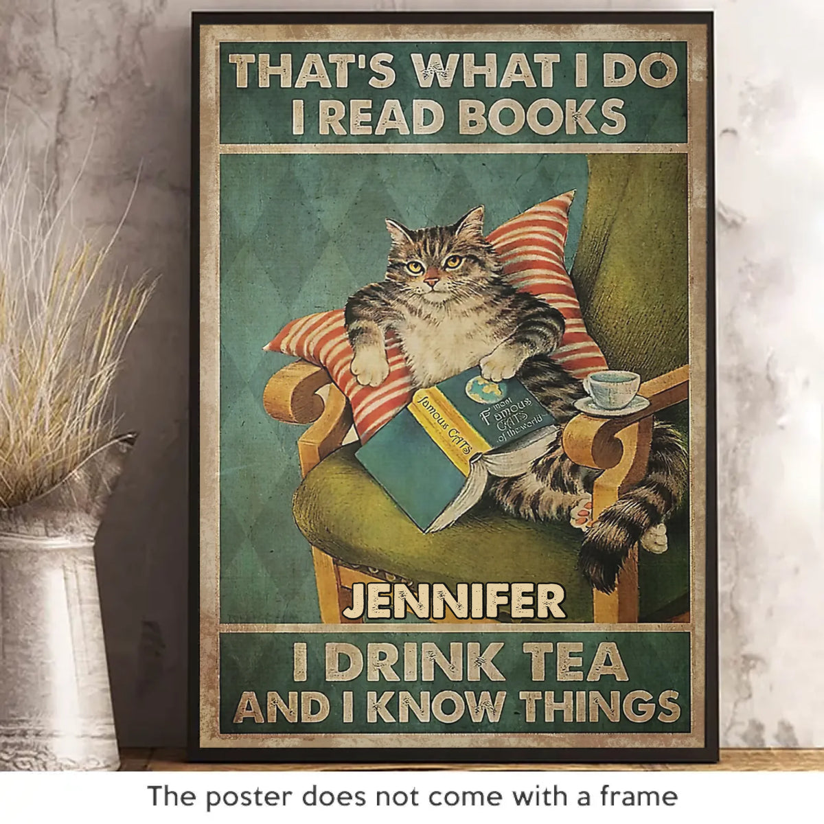 Je lis des livres - Affiche verticale personnalisée pour la famille - Cadeau pour vous-même, vos meilleurs amis, vos frères et sœurs, les membres de votre famille