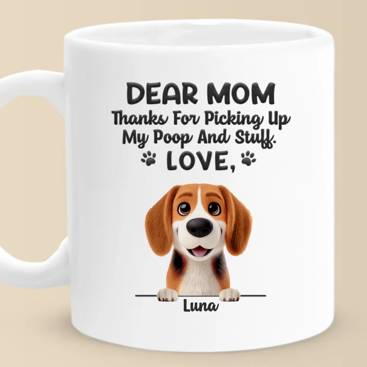 Un merci spécial de votre compagnon à quatre pattes ! Mug personnalisé pour chien ! Cadeau pour les propriétaires et les amoureux des animaux.