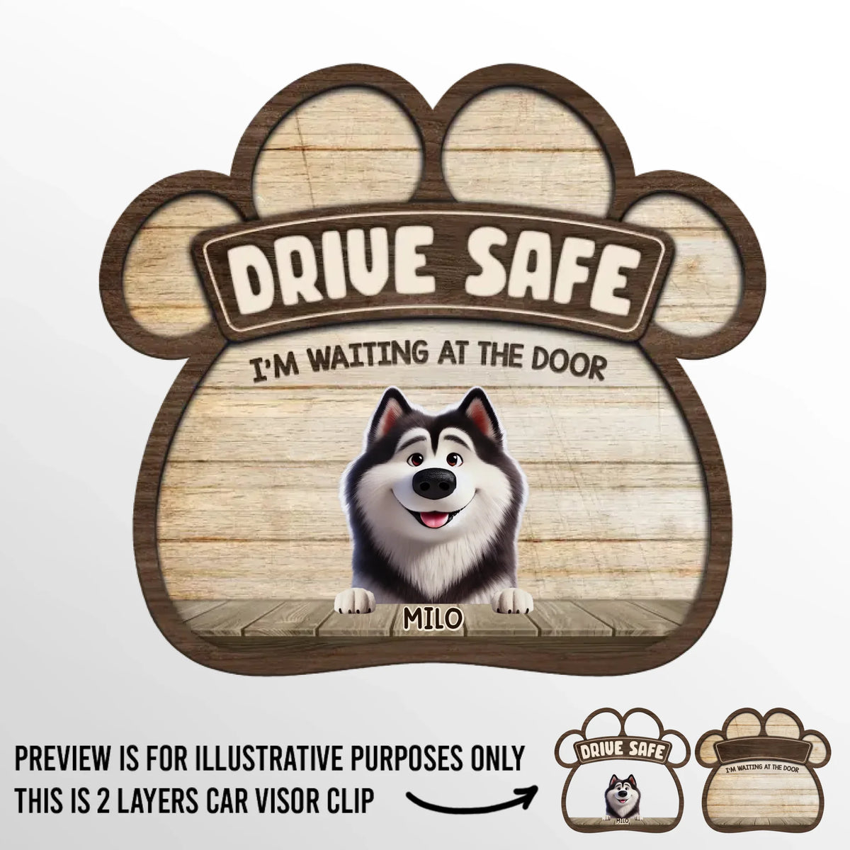 Attachez votre ceinture et rentrez chez vous pour des câlins tout doux ! Clip de pare-soleil de voiture personnalisé pour chien ! Cadeau pour propriétaires et amoureux des animaux.