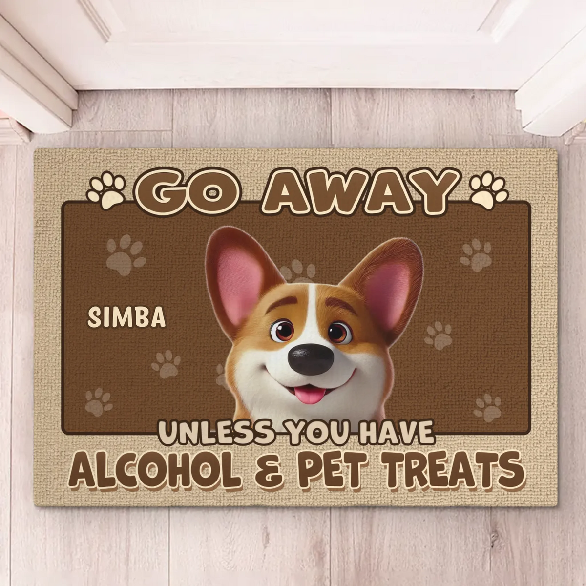 Apportez des collations ou partez ! Tapis décoratif personnalisé pour chien et chat ! Cadeau de pendaison de crémaillère pour propriétaires et amoureux des animaux.