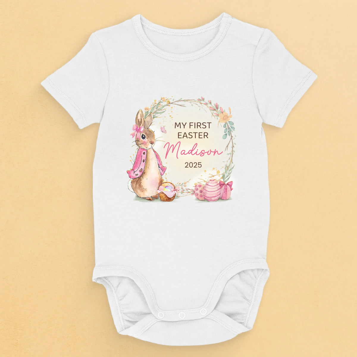 Baisers de lapin et vœux printaniers - Body bébé personnalisé en famille - Cadeau de Pâques pour bébé, enfant et nouveau-né