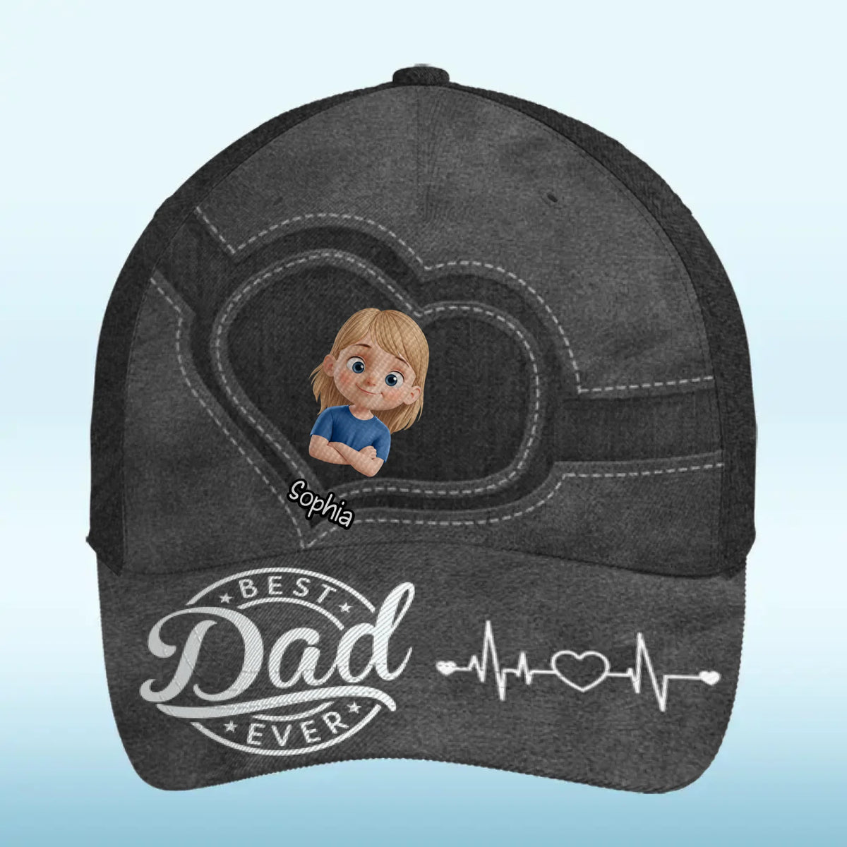 L'amour de papa ne s'estompe jamais - Casquette personnalisée pour la famille, casquette classique à imprimé intégral - Fête des pères, cadeau pour papa, grand-père