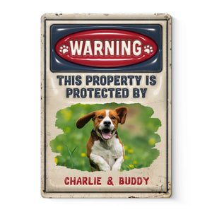 Photo personnalisée « Les intrus seront léchés » – Plaque en métal personnalisée avec effet gonflable 3D pour chien et chat – Cadeau de pendaison de crémaillère pour propriétaires et amoureux des animaux