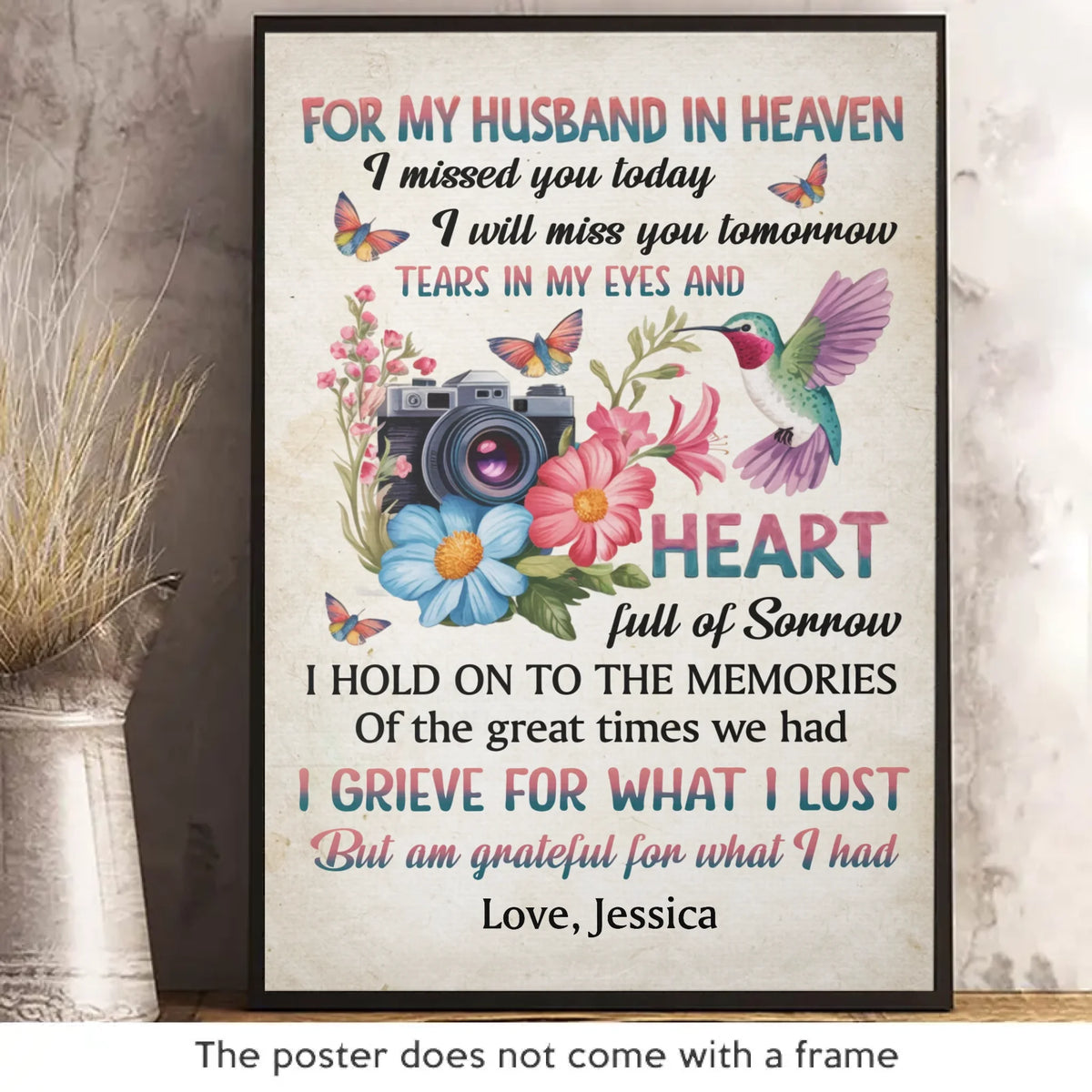 Les souvenirs nous unissent - Affiche verticale personnalisée commémorative - Cadeau de condoléances pour les membres de la famille