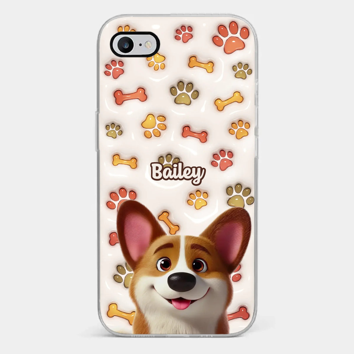 Coque de téléphone transparente personnalisée avec motif « Amour inconditionnel en fourrure » et effet gonflé 3D pour chien - Cadeau pour les propriétaires et les amoureux des animaux