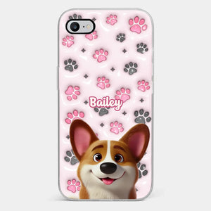 Pattes loyales, amour éternel – Coque de téléphone transparente personnalisée avec effet gonflé en 3D pour chien – Cadeau pour propriétaires et amoureux des animaux
