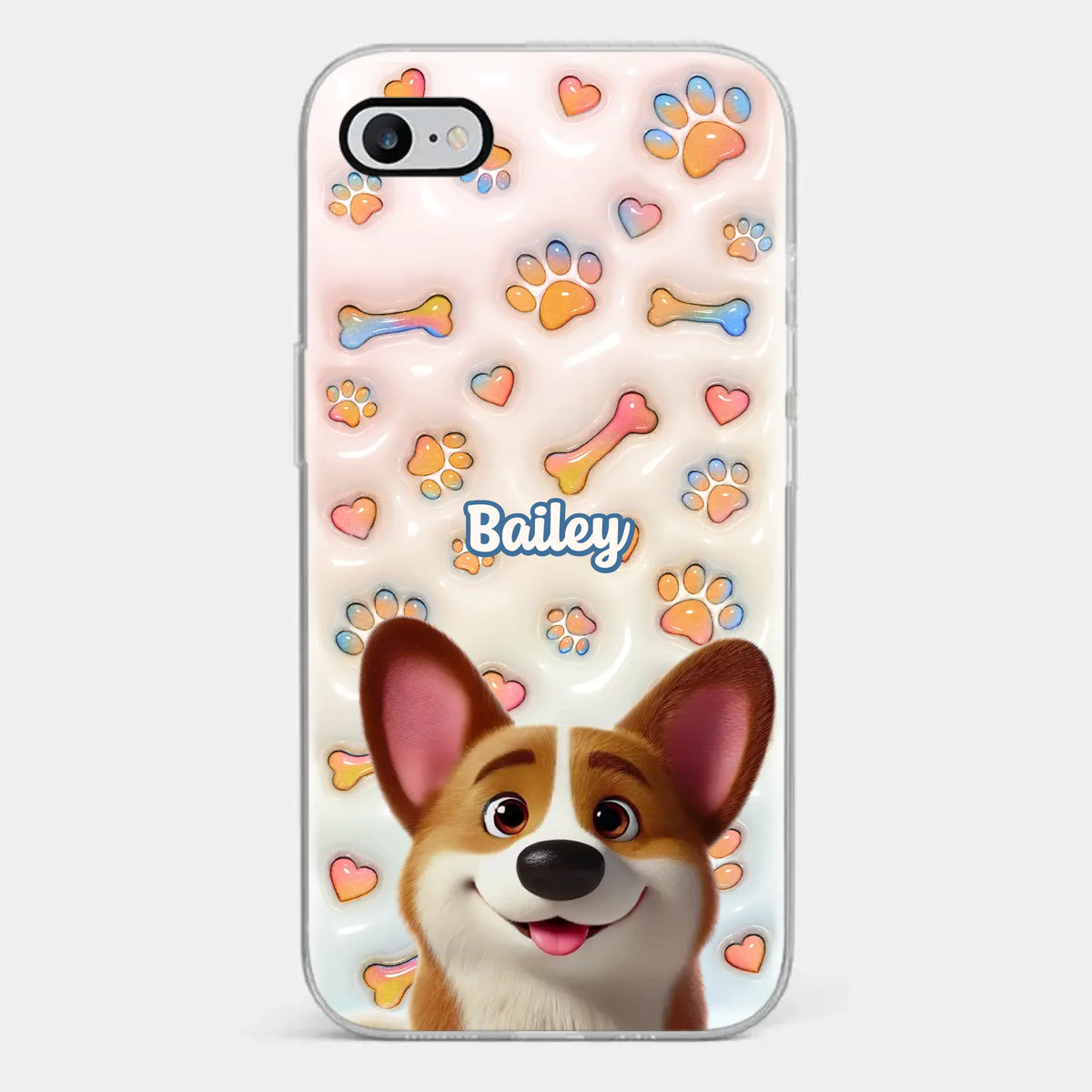 Chaque queue raconte une histoire - Coque de téléphone transparente personnalisée avec effet gonflé en 3D pour chien - Cadeau pour les propriétaires et les amoureux des animaux