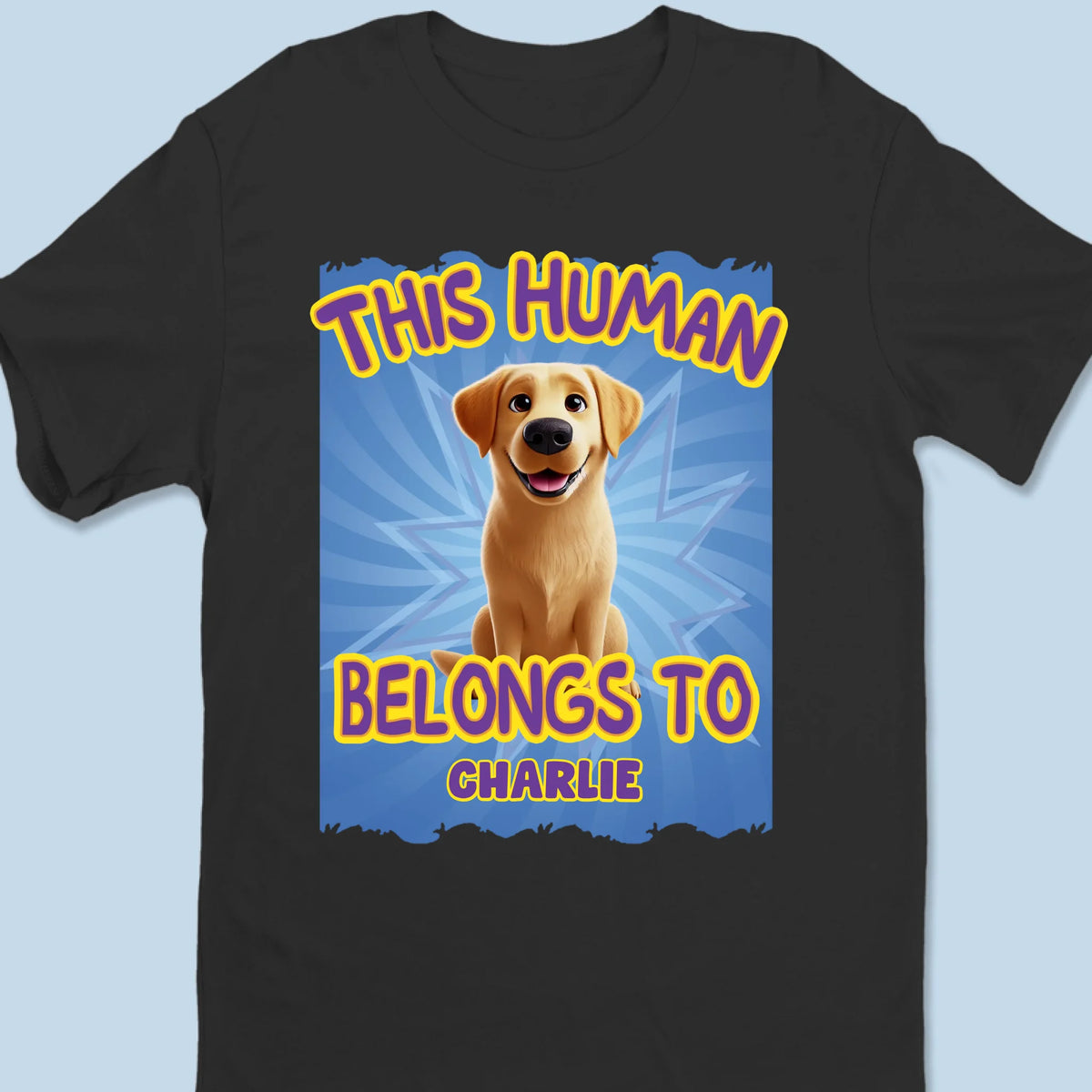 Cet humain a été adopté par moi - T-shirt unisexe personnalisé pour chien, t-shirt premium, sweat à capuche - Cadeau pour propriétaires d'animaux et amoureux des animaux