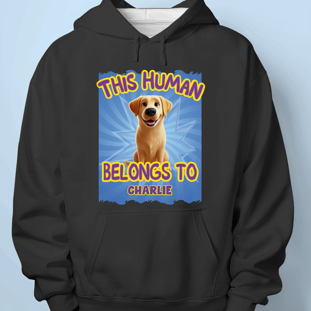 Cet humain a été adopté par moi - T-shirt unisexe personnalisé pour chien, t-shirt premium, sweat à capuche - Cadeau pour propriétaires d'animaux et amoureux des animaux