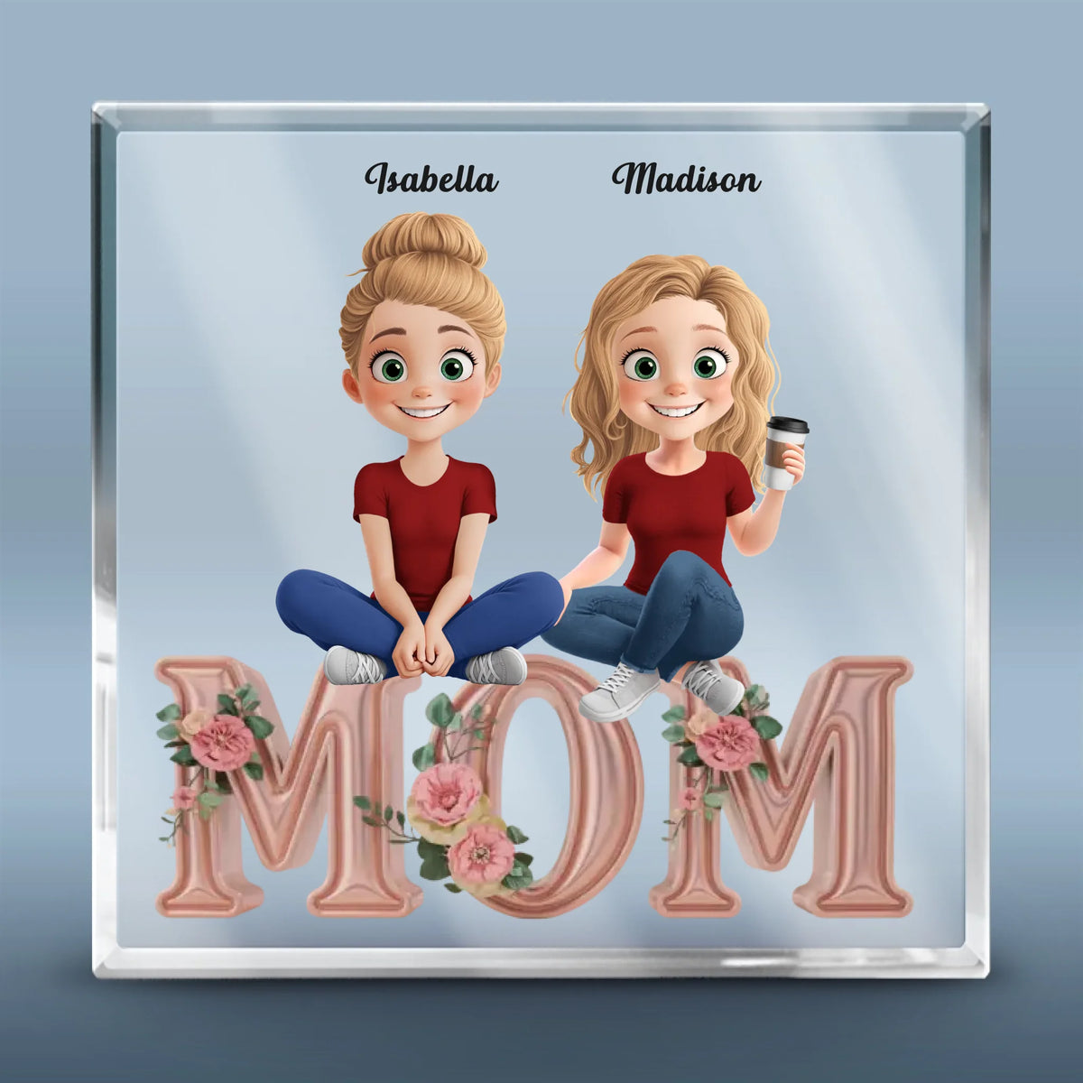 L'amour qui résiste à l'épreuve du temps - Plaque acrylique carrée personnalisée pour la famille - Fête des Mères, cadeau pour maman, fille