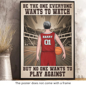 Jouez dur, restez humble - Affiche verticale personnalisée - Cadeau pour les amateurs de sport et les sportifs