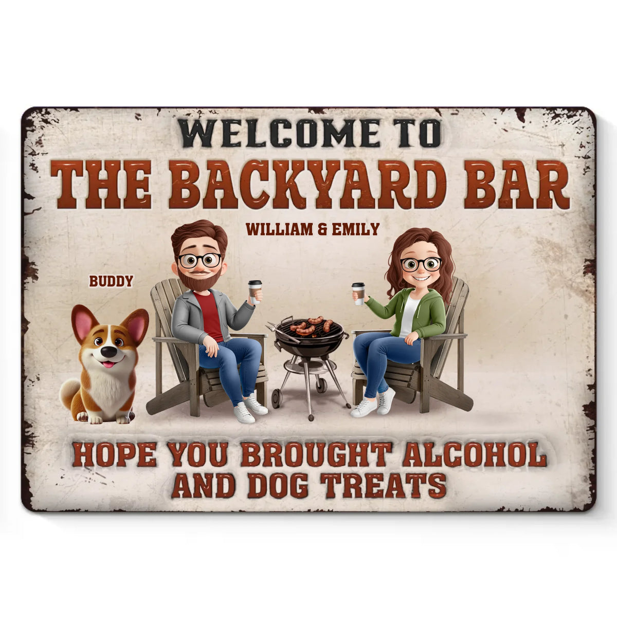 Là où les boissons sont froides et les règles facultatives - Plaque en métal personnalisée pour chien - Cadeau de pendaison de crémaillère pour propriétaires et amoureux des animaux