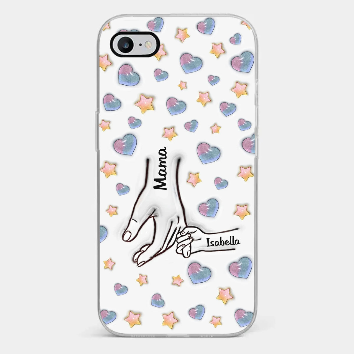 Un lien qui réchauffe le cœur - Coque de téléphone transparente personnalisée avec effet gonflé en 3D - Cadeau pour la fête des mères, pour maman ou grand-mère