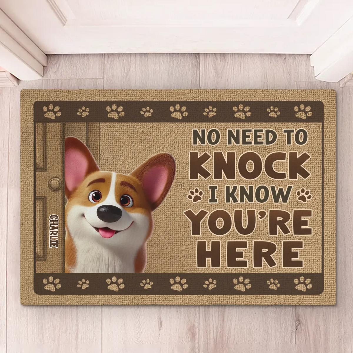 Nous pouvons sentir votre arrivée - Tapis décoratif personnalisé pour chien - Cadeau de pendaison de crémaillère pour les propriétaires et les amoureux des animaux